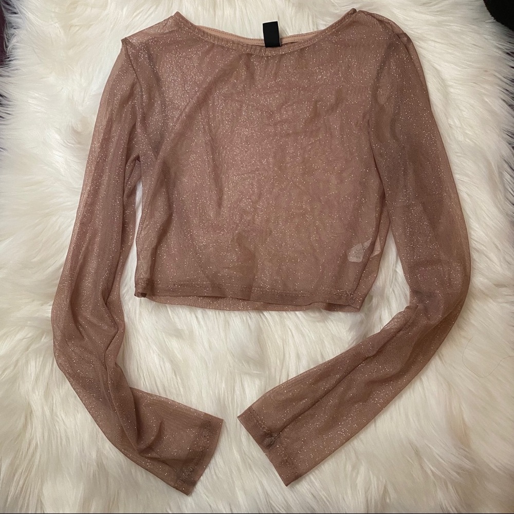 Glitter Long Sleeve Crop Top